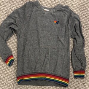 Aviator Nation Gray Sweatshirt with Rainbow Accents